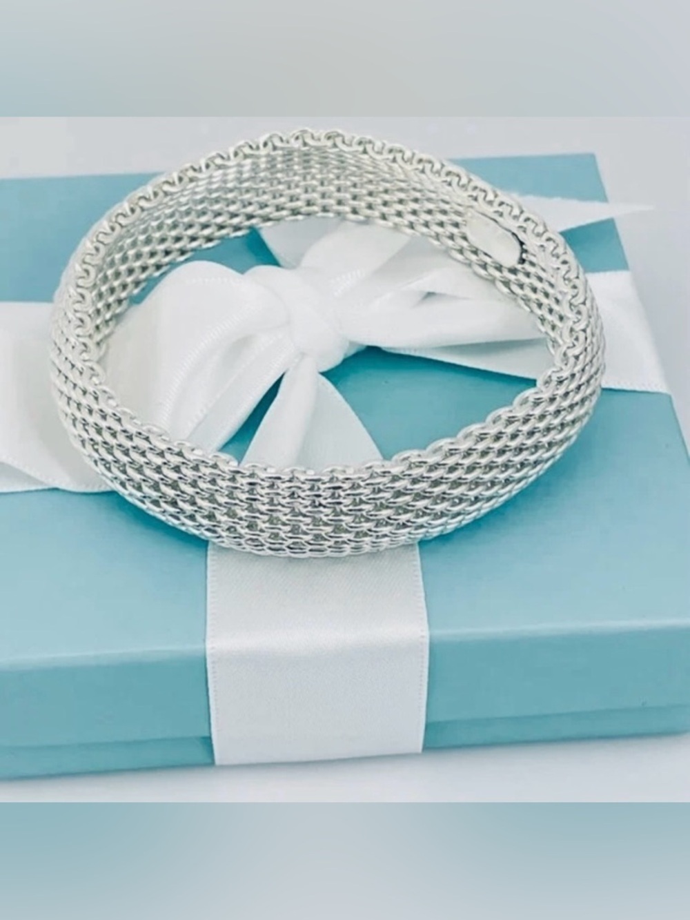Vintage Tiffany & Co. Somerset Mesh Bangle Bracelet .925 Silver – 7.5”